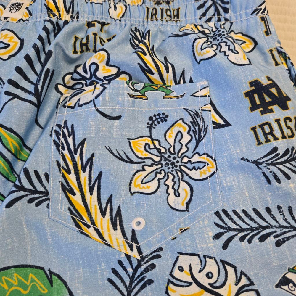 Men's Wes and Willy Notre Dame Fighting Irish Swim Trunks XL Blue Green NWT - Picture 12 of 14